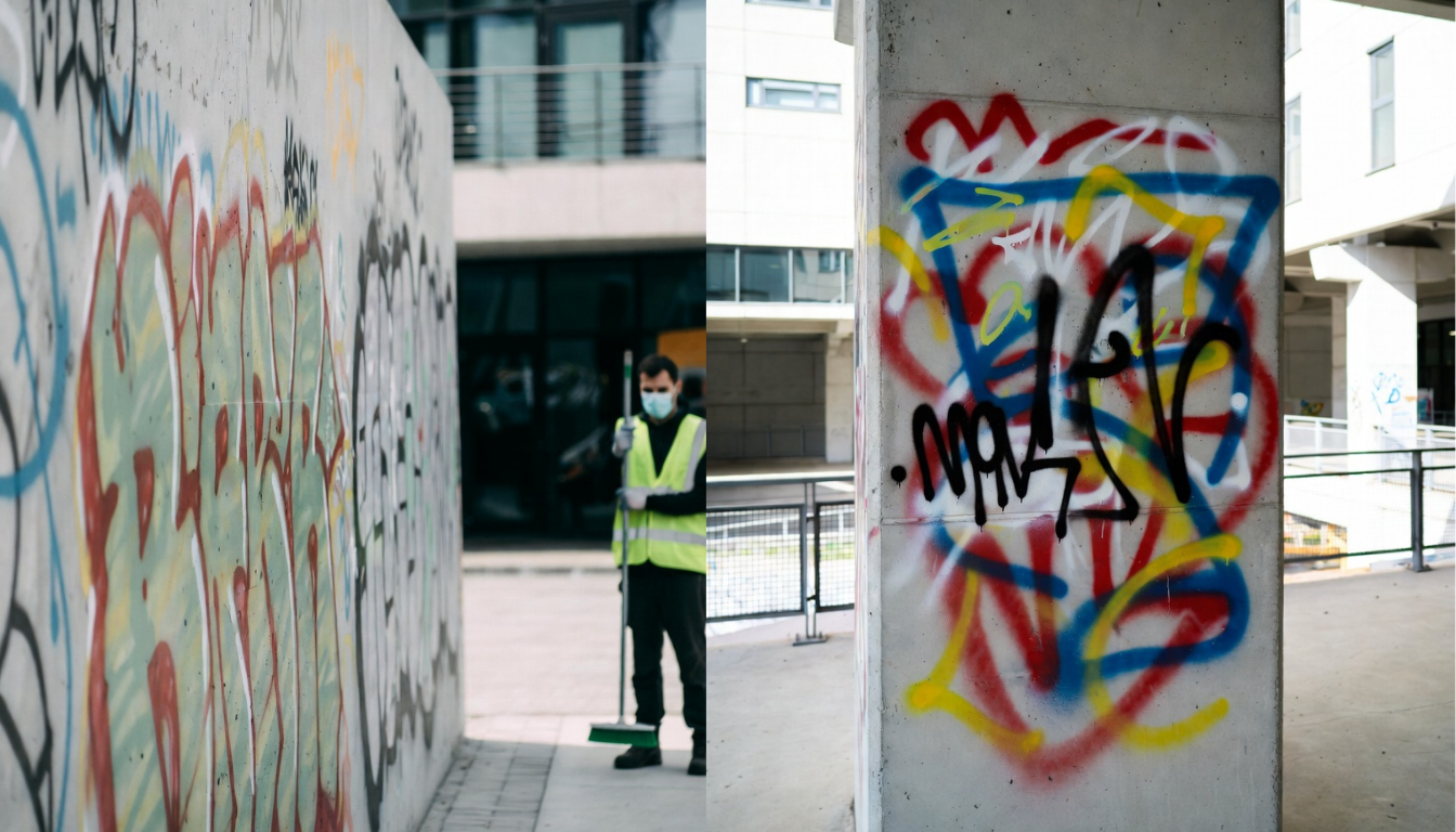 Graffiti ile kirlenmiş duvar